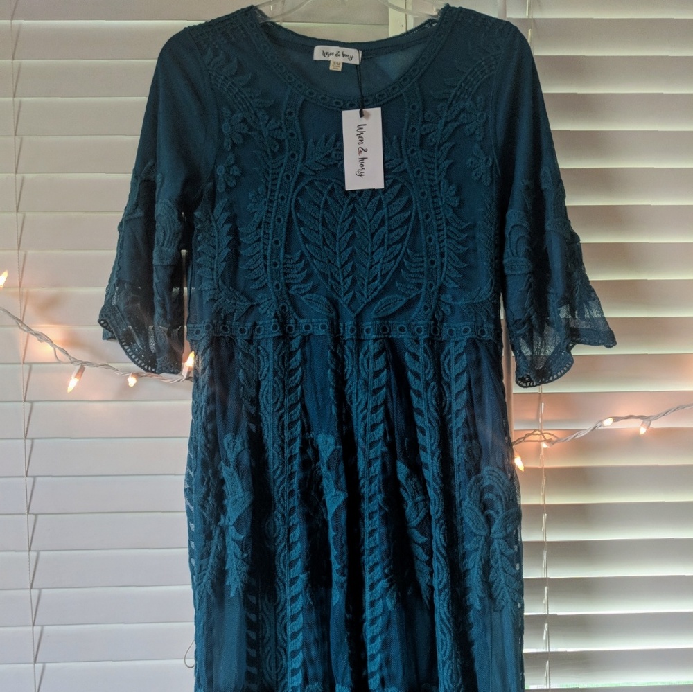 NWT Wren & Ivory Teal Lace Dress